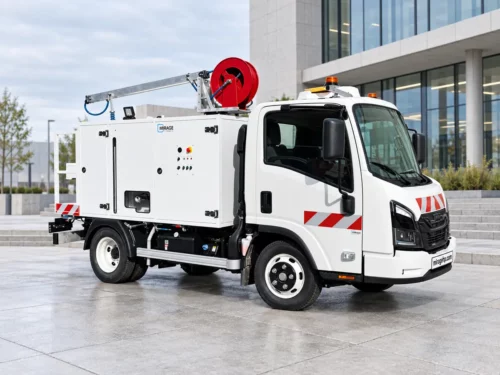Camion HYDRA H200 équipé pour le lavage des surfaces extérieures des points d’apport volontaire